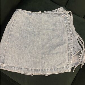 Light Wash Denim Wrap Skirt